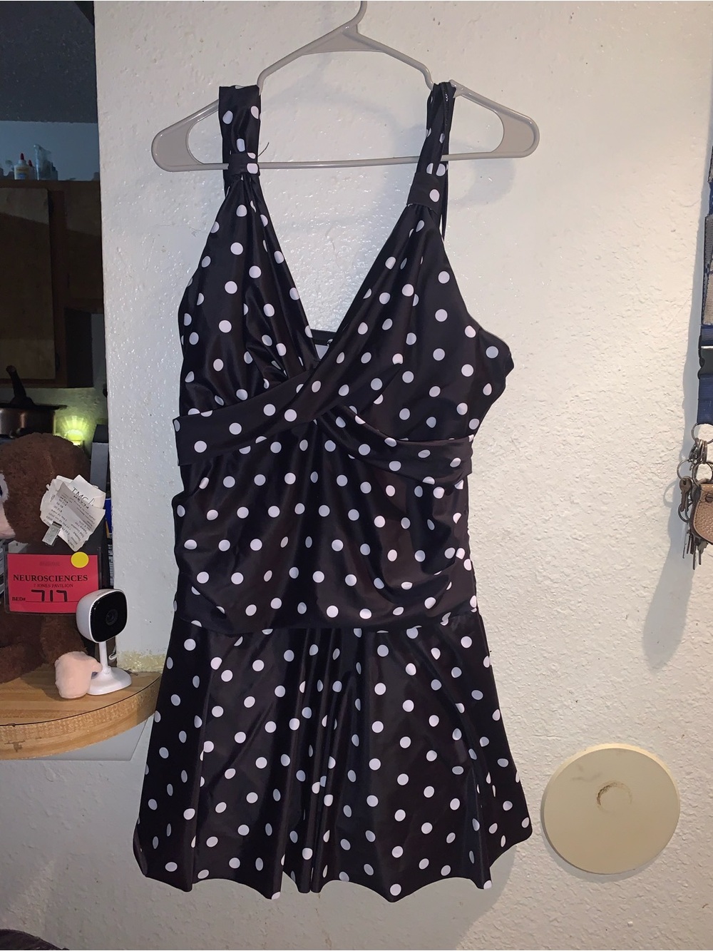 Grace Karin Black and White Polka Dot One-Piece Swimdress